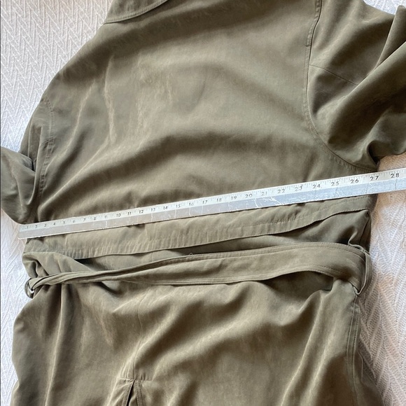 London Fog Men's Olive Army GreenTrench Coat Single Breasted Faux Suede Style - Picture 11 of 16